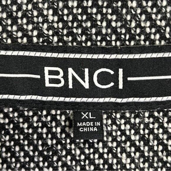 BNCI BLANC NOIR Cardigan Sweater Tunic Length Open Front Womens XL Pockets Black - Picture 2 of 14